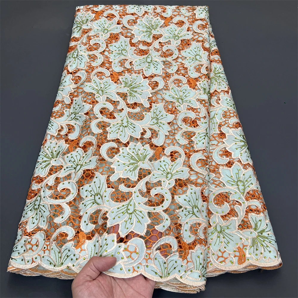 Новая сухая кружевная ткань из хлопка Дубая 2024 Высококачественная нигерийская