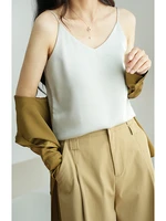chiffon small suspender vest womens 2022 summer new wear out pure color simple loose thin v neck back top