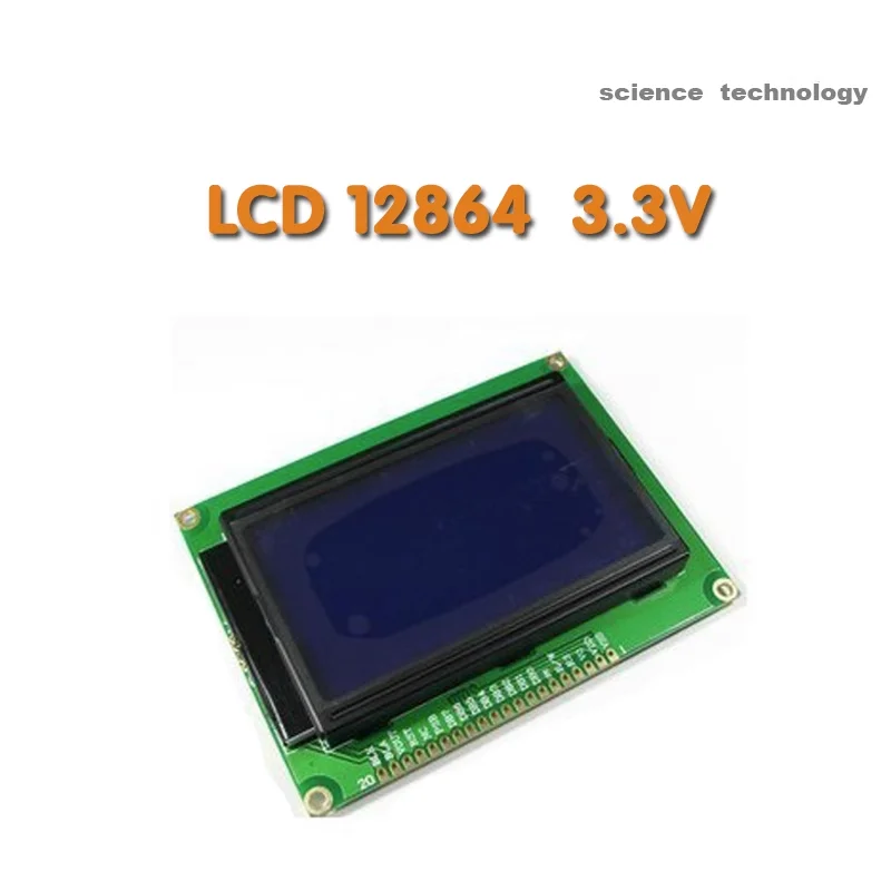 Экран дисплея Netbee 3,3 В LCD12864, синий экран с китайской библиотекой шрифтов, ЖК-экран с подсветкой ST7920 Экран дисплея Netbee 3,3 В LCD12864, синий экран с китайской библиотекой шрифтов, ЖК-экран с подсветкой ST7920