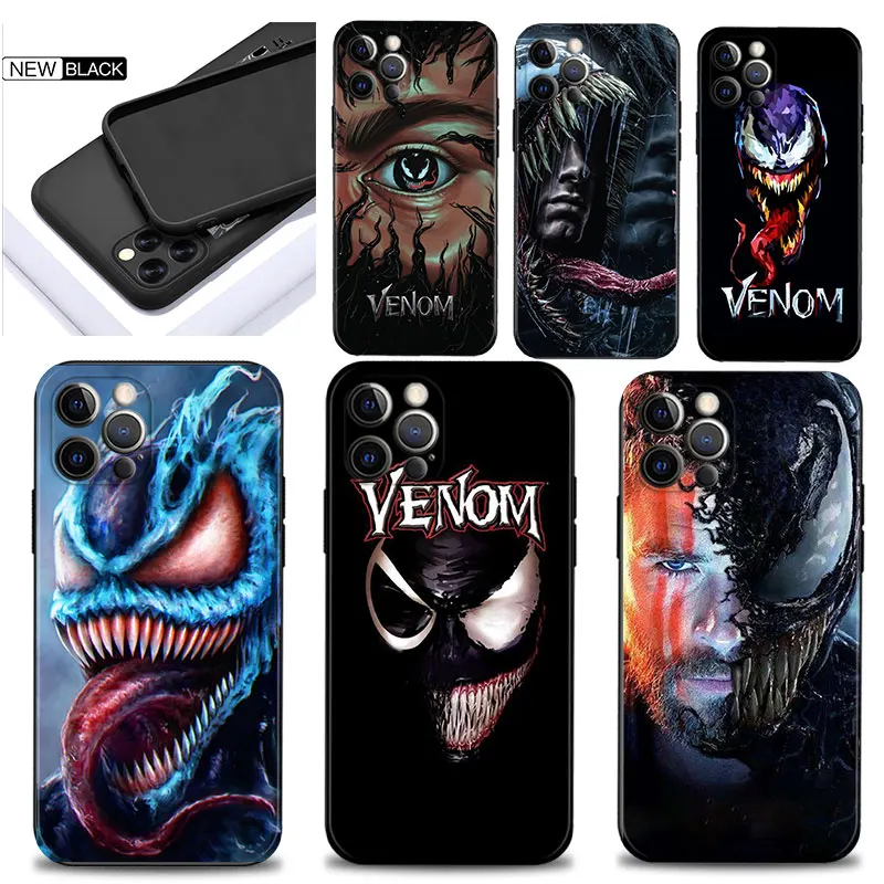 

For Apple iPhone 11 12 13 Pro Max Case 11Pro 12Pro 13Pro Cover for iPhone XS XR X 7 8 Plus Coque Marvel movie Venom