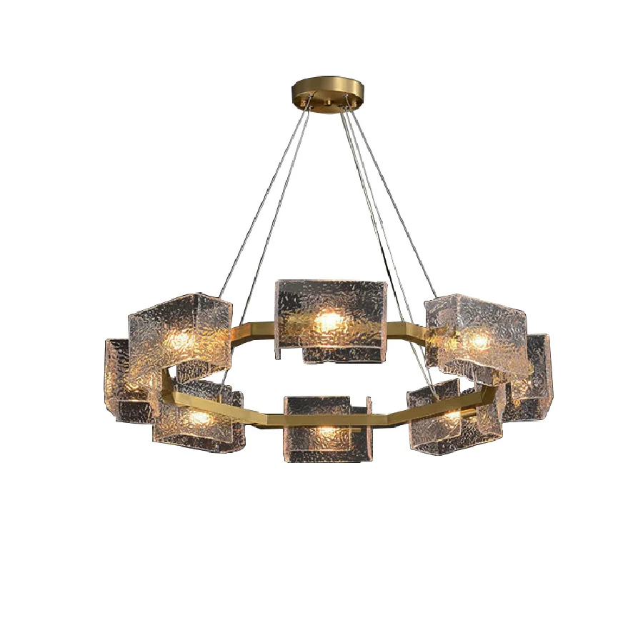 

LED New Texture Glass Chandelier Home Decor Pendant Light Dimmable Hanging Lamps Lustres Suspension Luminaire for Living Room