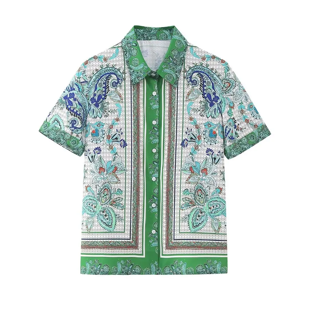 

Printed Shirt and Shorts Women Summer 2023 New Clothing Blouse Female Casual Set Wears