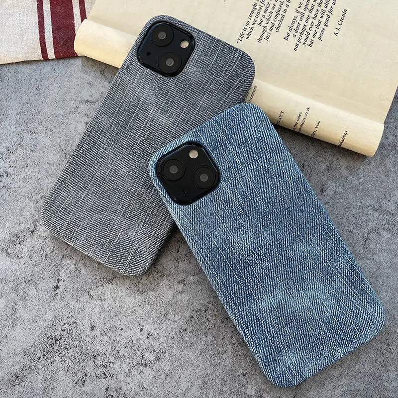

Suitable for iPhone11/13 mobile phone shell leather denim iPhone12 soft shell 11Pro