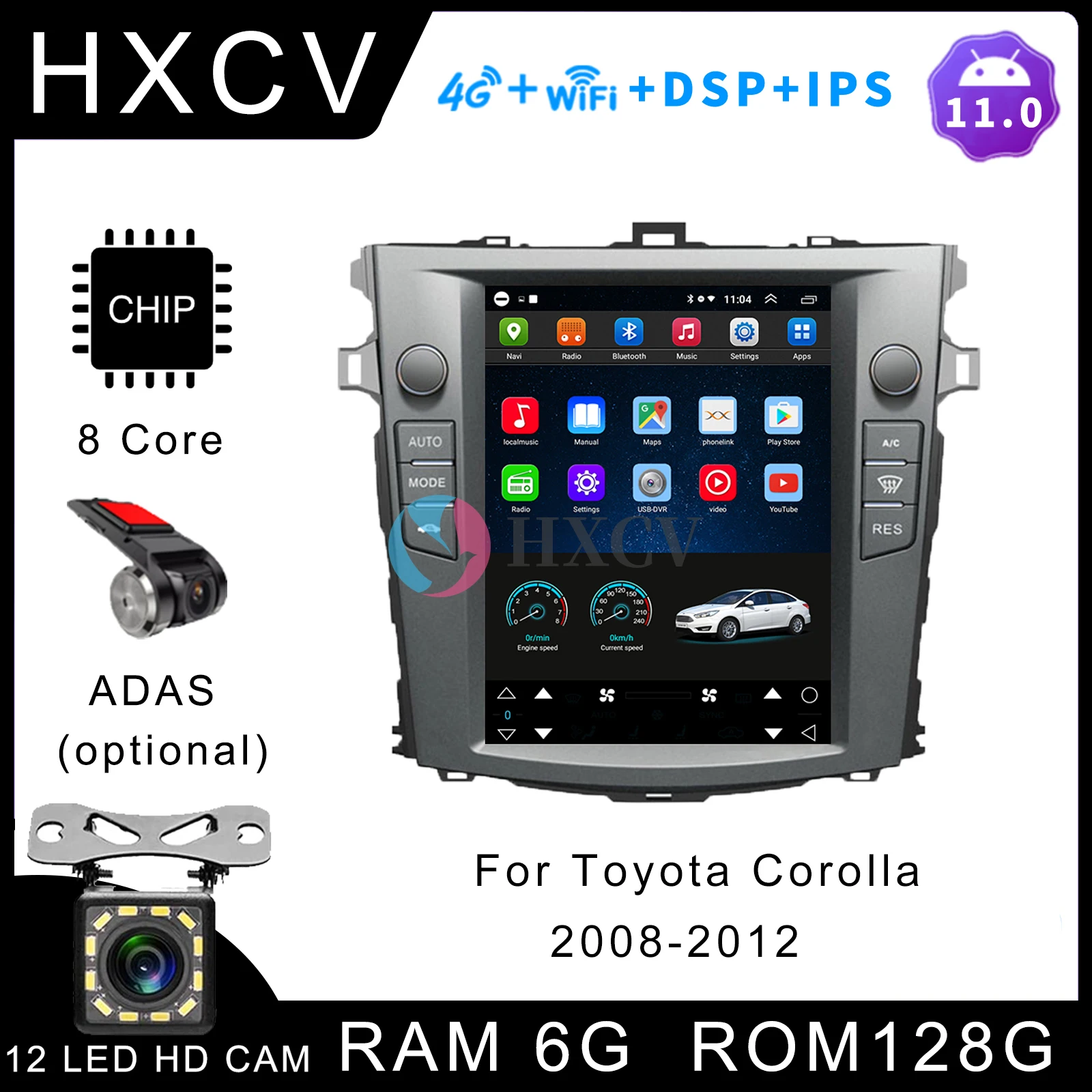 

Vertical Screen Tesla Style Android car radio For Toyota Corolla 2008- 2012 gps navigator for car DAB+ Carplay 10.4 Inch