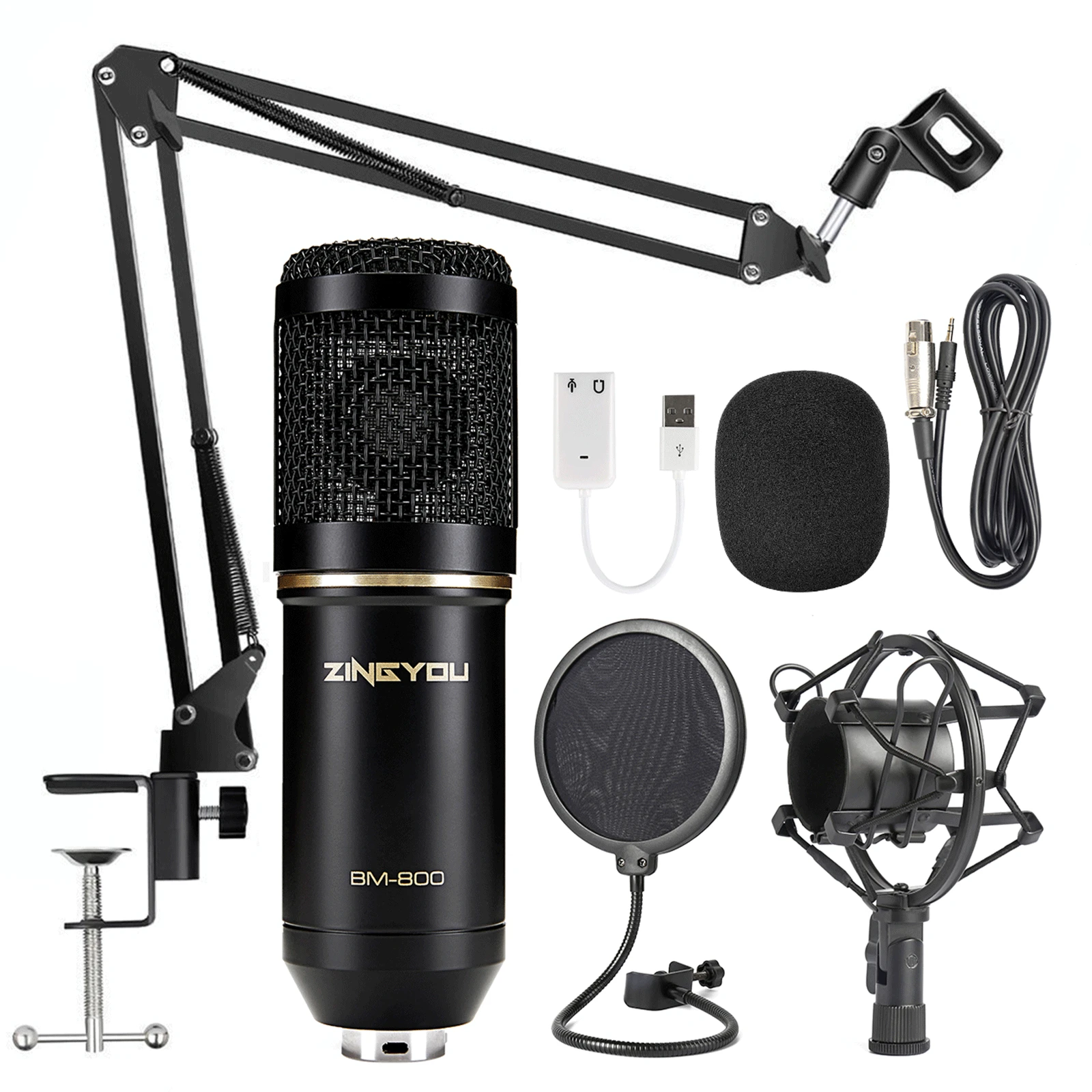 

BM800 Condenser Microphone Bundle Mic Kit Studio Recording & Brocasting