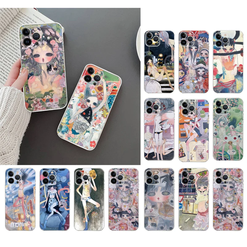 

Phone Case For iphone 14 Pro Max 13 12 11 Pro Max XS XR X 12mini 7 8 14 Plus SE Aya Takano Girl Art Case Funda
