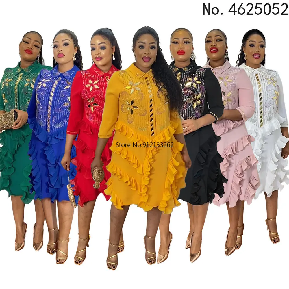

Размера плюс летние африканские вечерние платья для женщин, традиционная африканская одежда Дашики, свадебное вечернее платье с бриллиант...