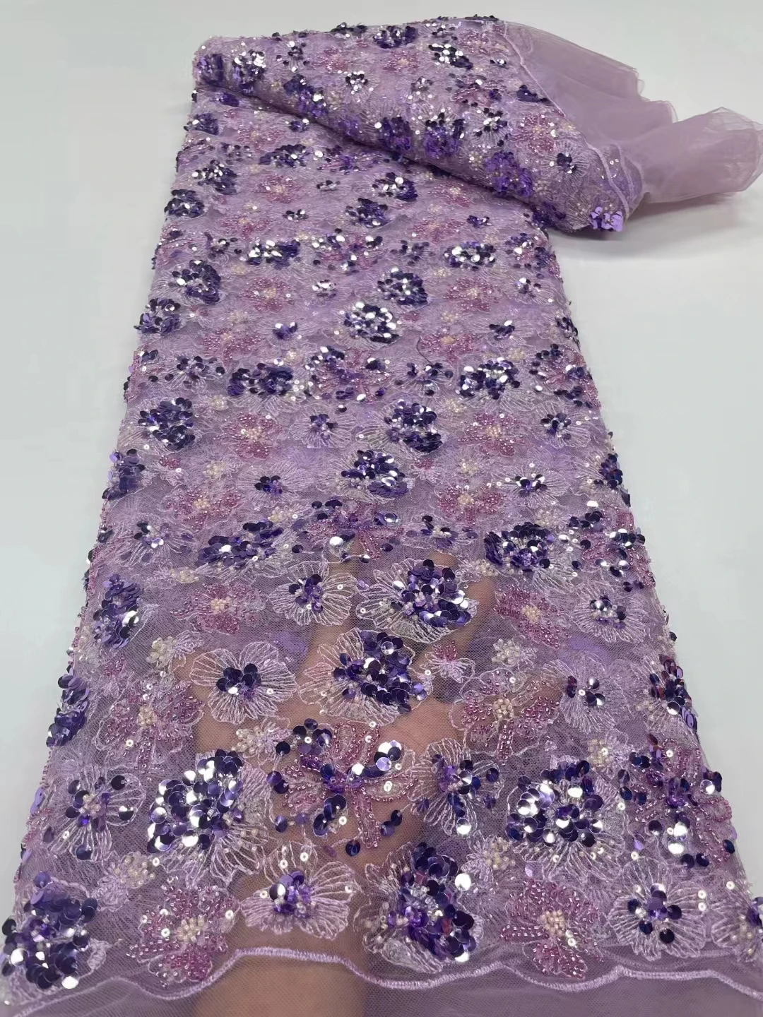 

2023 Высококачественная кружевная ткань ручной работы с блестками для жениха африканские бусины Тюль с вышивкой Роскошная ткань для шитья свадебного платья