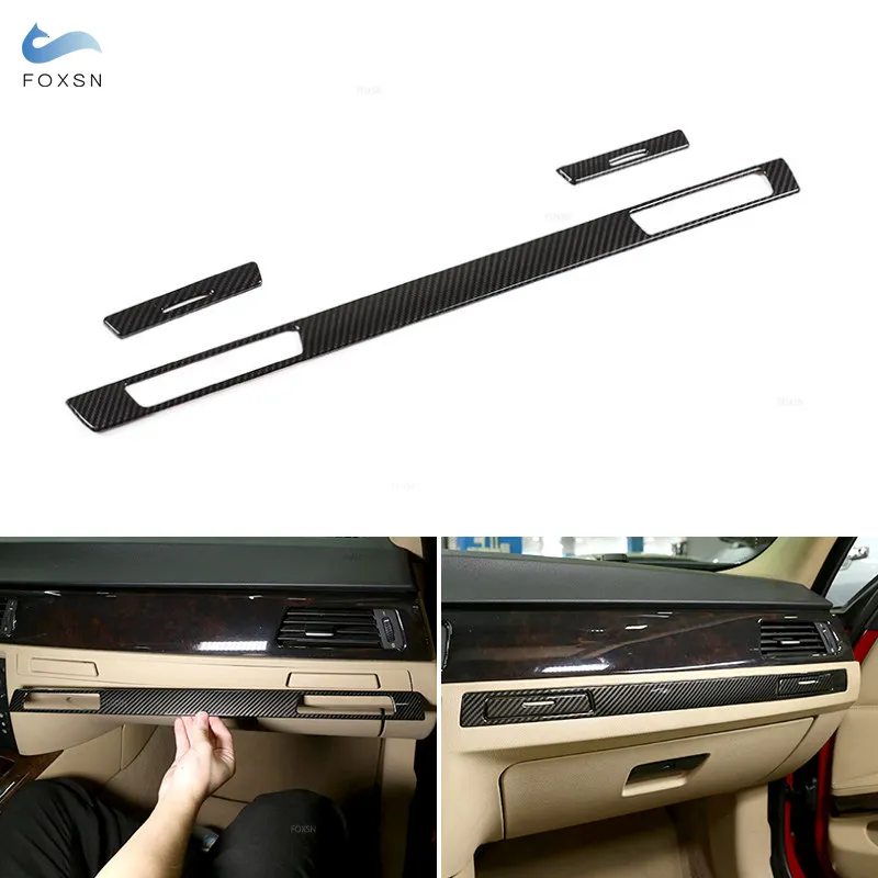 

Car Styling ABS Carbon Fiber Texture Copilot Console Water Cup Holder Panel Strip Cover Trim For BMW E90 E92 E93 2005-2012 LHD