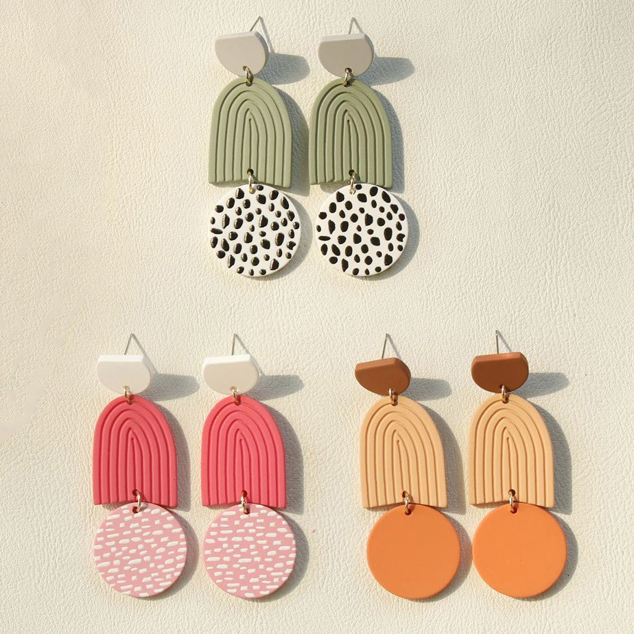 

Speckled Long Exaggerated Earring for Women Cute Earring Stud Young Girl Soft Pottery Jewelry Accessories Gift Pendientes Mujer
