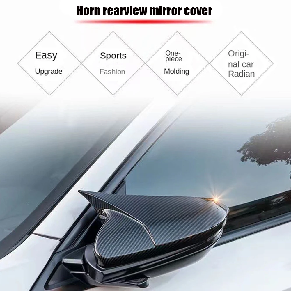 

Car Accessories Horn ABS Carbon Fiber Style Rear View Mirror Cover Rearview Caps For Honda Civic 10th 2016 2017 2018 2019 2020