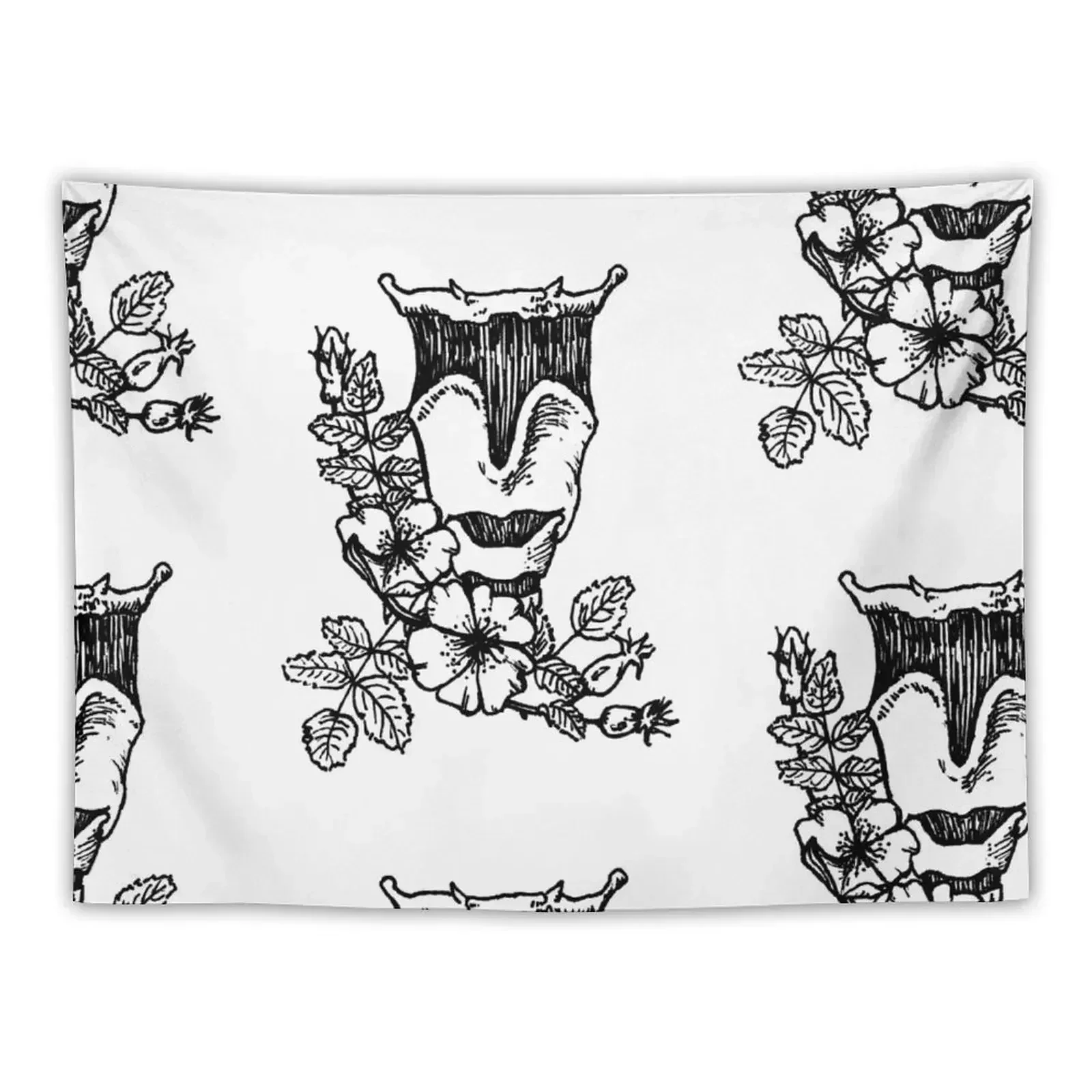 Ларнкс с цветами анатомия ботанический рисунок гобелен забавные настенные