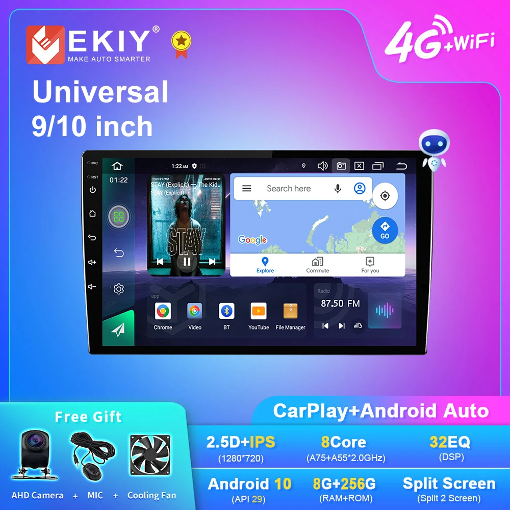 

Автомобильный мультимедийный видеоплеер EKIY Q7 на Android 10 9 10 дюйма Универсальный стерео-радиоприемник с GPS для Volkswagen Nissan Hyundai Kia Toyota HU