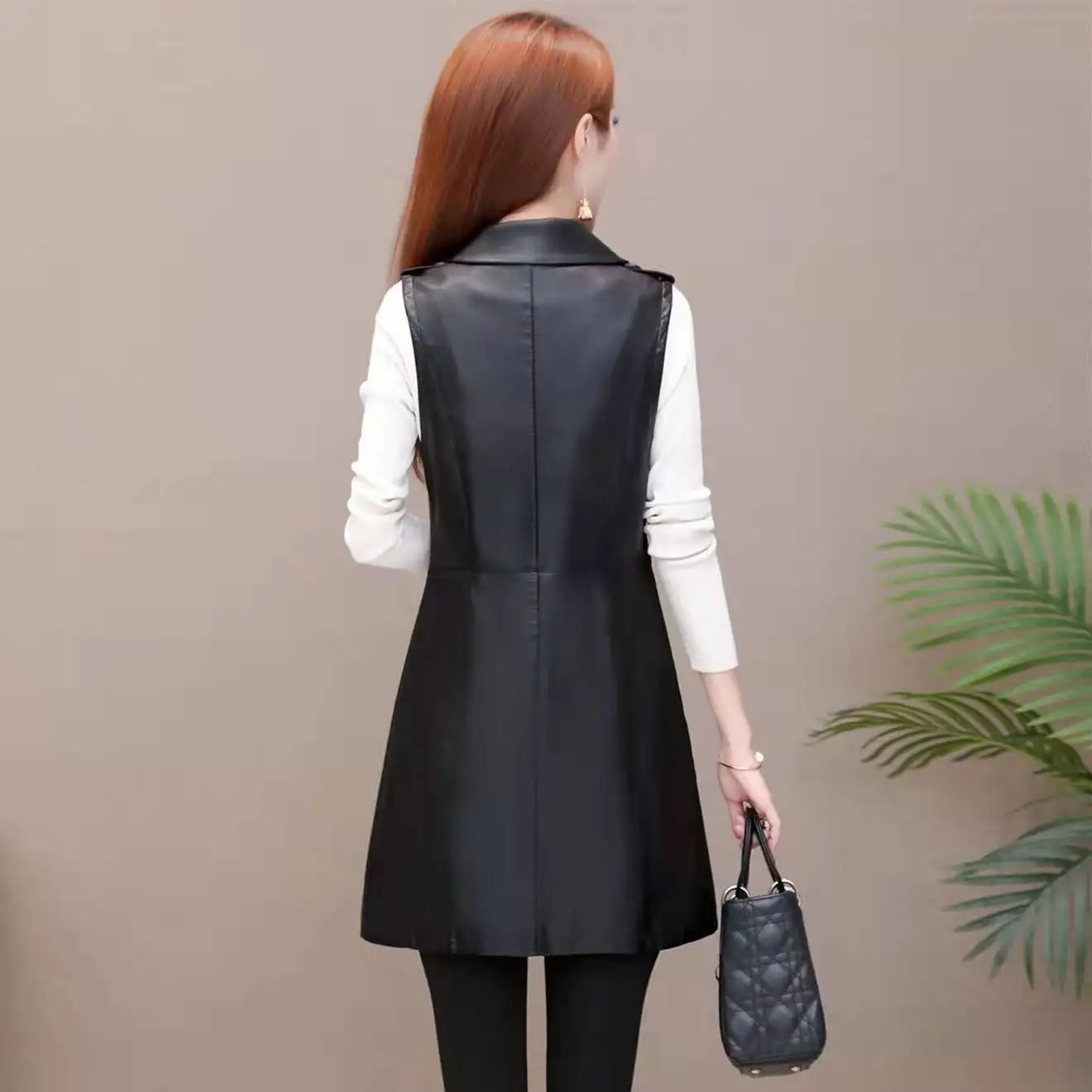 2022 New Fashion PU Leather Vests Women Slim Fit Casual Leather Vest Female Sleeveless Vest For Women Faux Leather