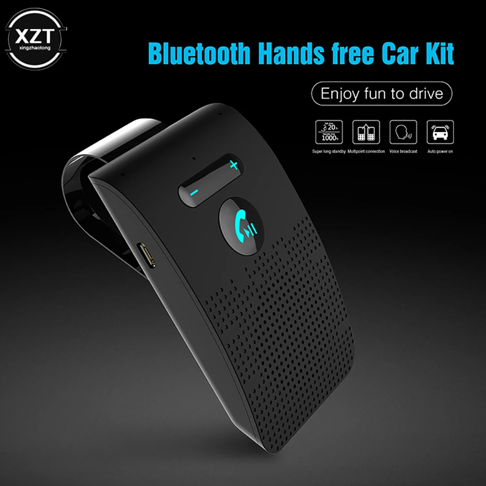 

Wireless Car Bluetooth-compatible V5.0 Handsfree Car Kit Wireless Speaker Phone Sun Visor Clip Speakerphone