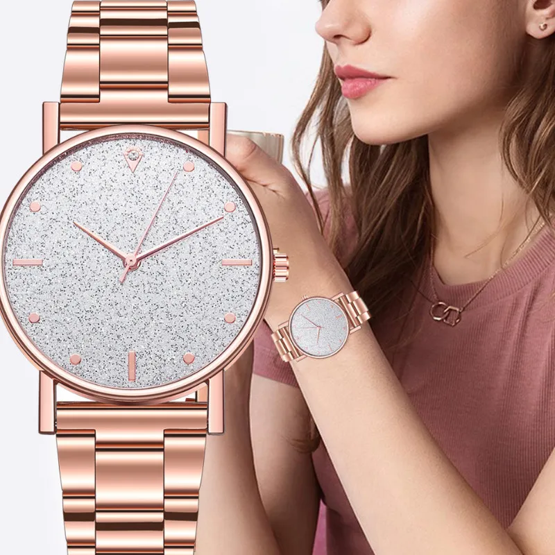 

New Creative Women Watches Luxury Stainless Steel Band Starry Sky Quartz Wrist Watch