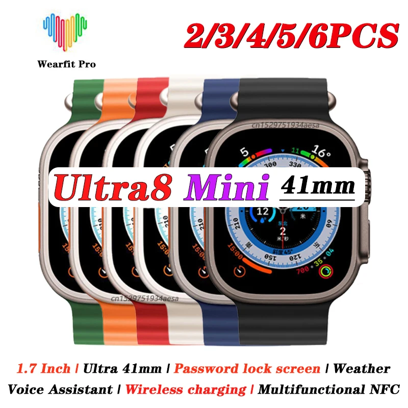 

Ultra8 Mini Smart Watch IWO Ultra 41mm NFC Women Fitness 1.7 Inch Series 8 Bluetooth Call Heart rate Wireless Charge Waterproof