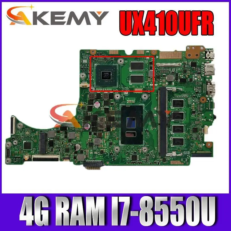 

Akemy UX410UFR Laptop motherboard (14 inch) for ASUS UX410UFR UX410UF UX410UQ UX410UR UX410U mainboard 4G/I7-8550U (V2G) GPU