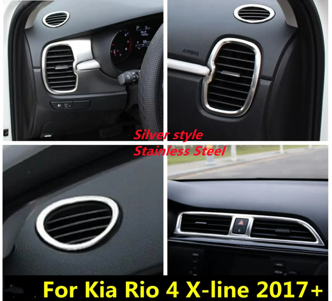 

For Kia Rio 4 X-line 2017 - 2020 Accessories Water Cup Holder Air AC Outlet Vent / Window Lift Button Panel Cover Trim