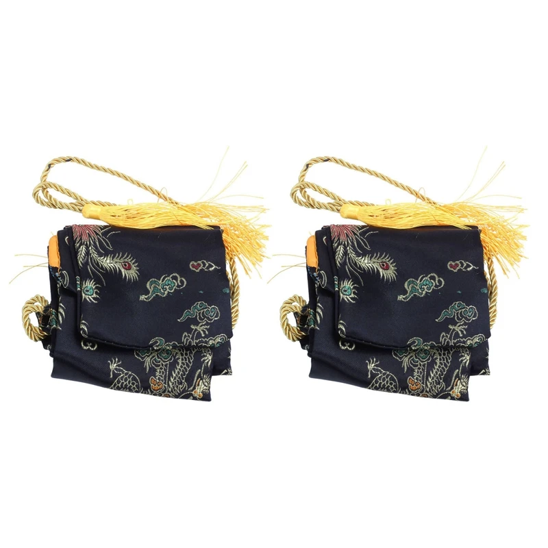 

2X 135Cm Dragon And Phoenix Katana Samurai Sword Bag Tissu Black
