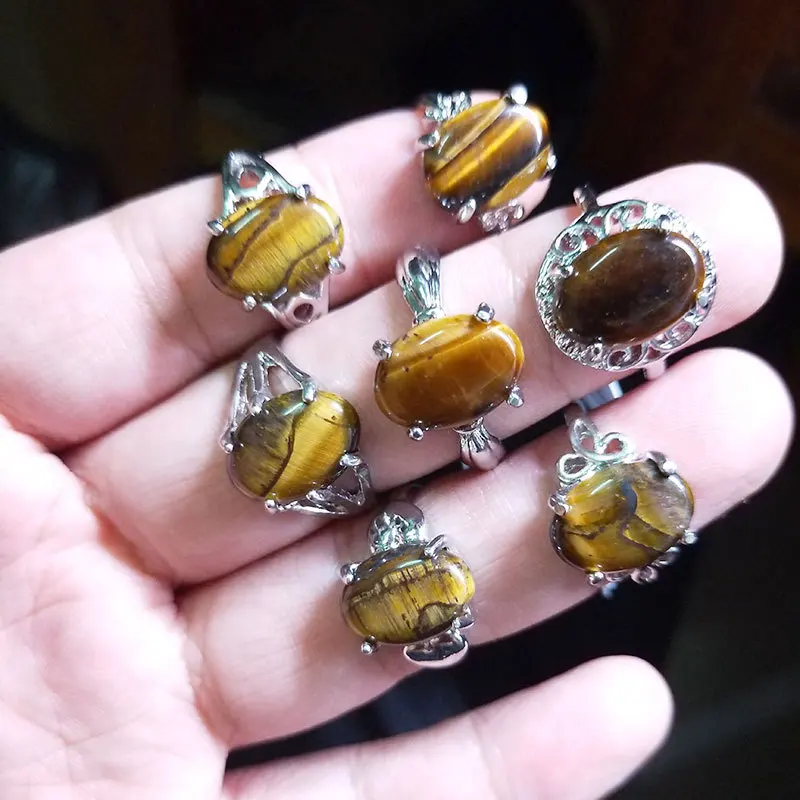 Оптовая продажа 20 шт. смешанные тигровый глаз камень для мужчин Rng модные