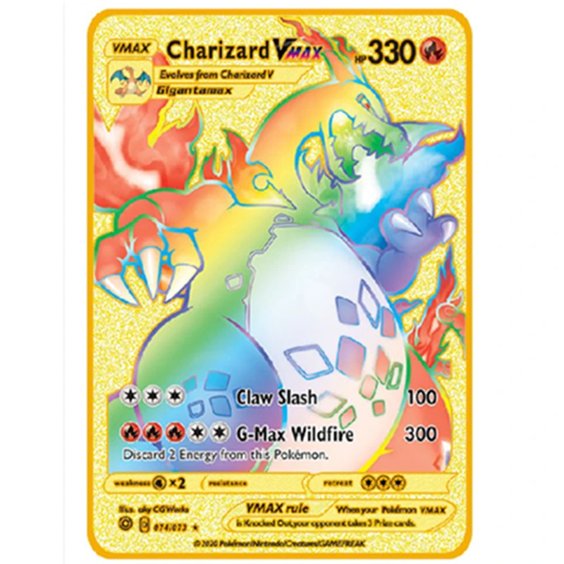 

Pokemon Metal Card Game Anime Battle Card Gold Charizard Pikachu Collection Card Action Figure Model Child Toy Gift