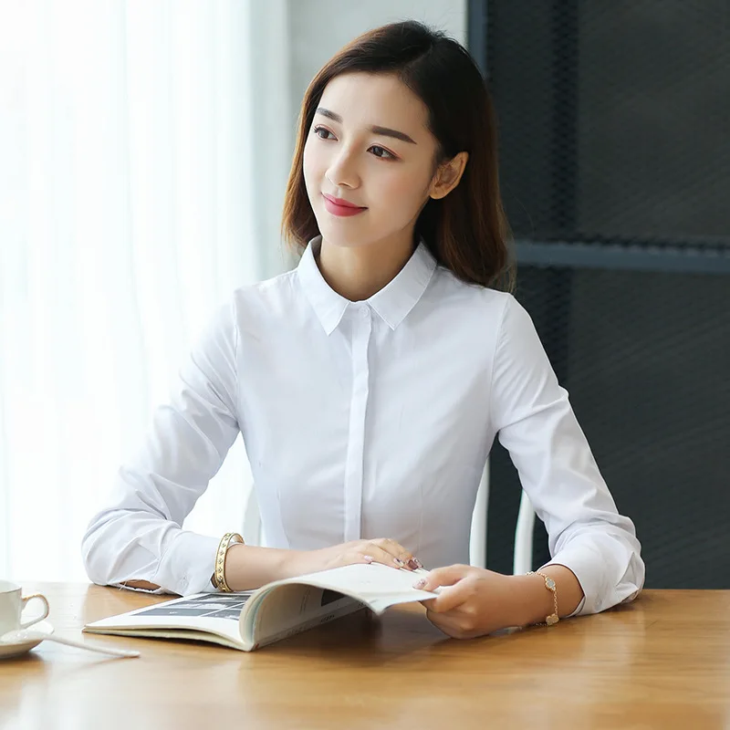 

Autumn Chiffon Women Shirts White Long Sleeve Office Lady Button Up Shirt Vintage Shirt Women Ladies Tops Camisas Para Mujer