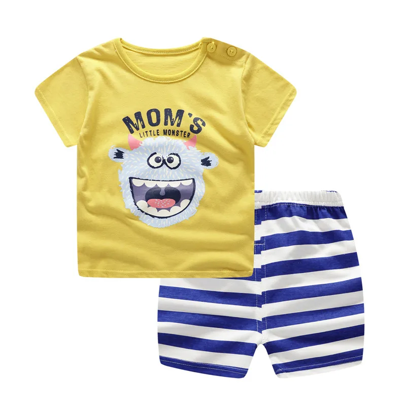 Baby Girl Clothes Lovely Boy Summer Infant Clothing Striped Shorts + Yellow Top Tees Outfits | Детская одежда и обувь