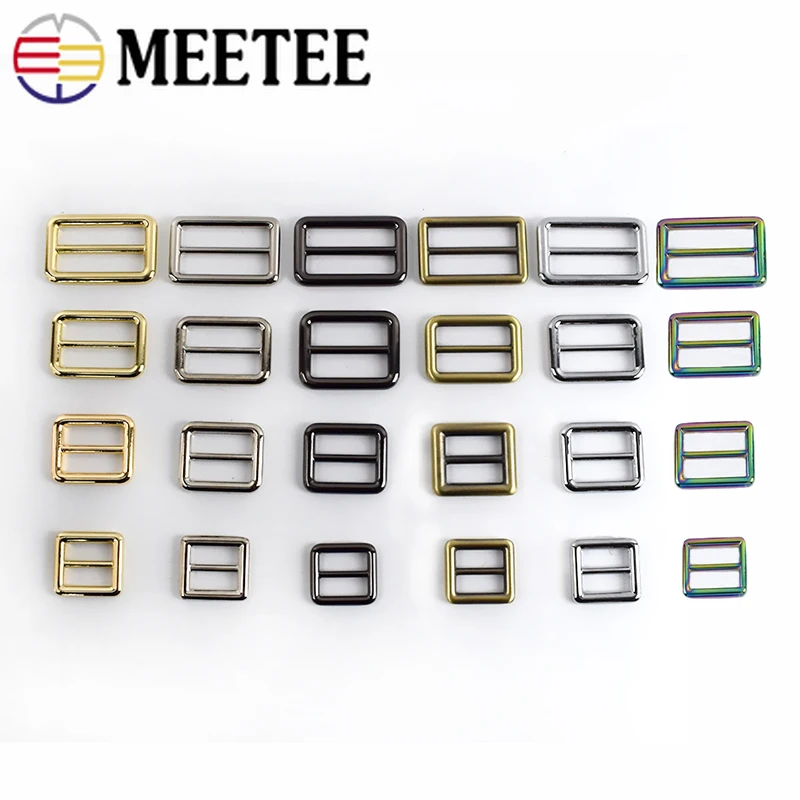 

Meetee 10pcs 12-50mm Metal Adjust Tri-Glide Buckle Strap Webbing Slider Adjustment Ring Buckles DIY Bag Hook Clasp Accessory