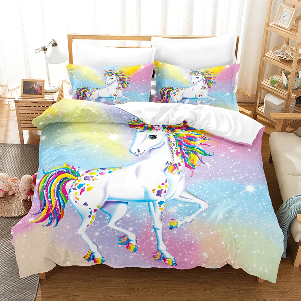 

3DThe UnicornBedding Sets Duvet Cover Set With Pillowcase Twin Full Queen King Bedclothes Bed Linen