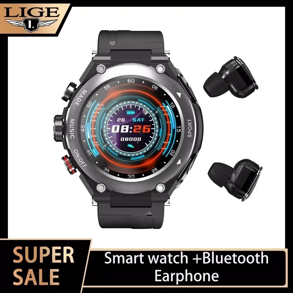 

LIGE Luxury Business Sports Smartwatch Waterproof Bluetooth 5.0 Earphone Call Music Body Temperature DIY Watch Face Smart Watch