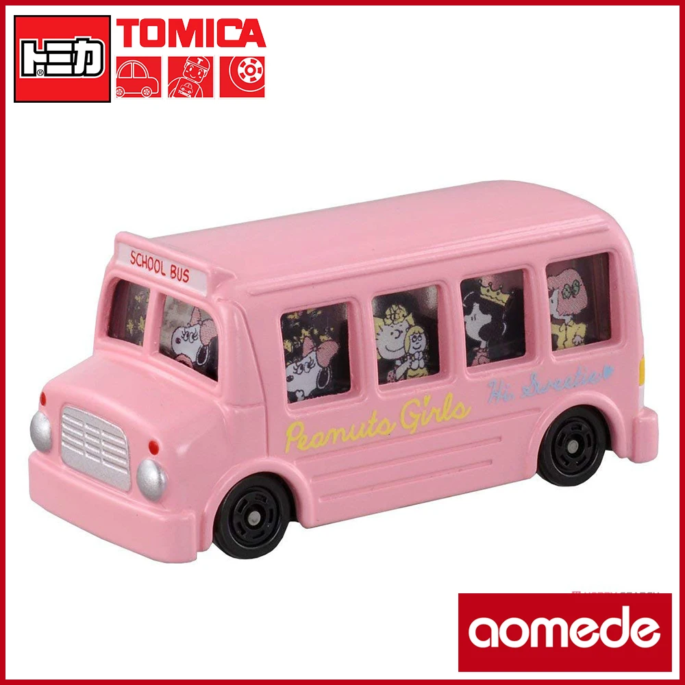 

Takara Tomy Dream Tomica Pink Snoopy School Bus american Girls DOLL Diecast miniature baby toys funny magic child bauble