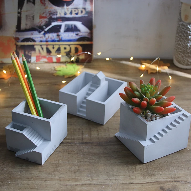 Круглая квадратная цементная глина цветочный горшок для суккулентов