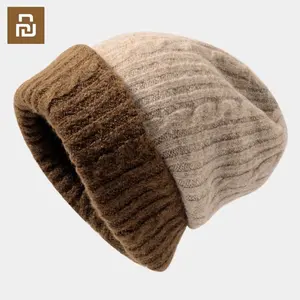 Youpin Two-color Patchwork Wool Hat Women Warm Winter Double-sided Ear Protection Cap Thick Thread Knitted Skullies Beanies Hats