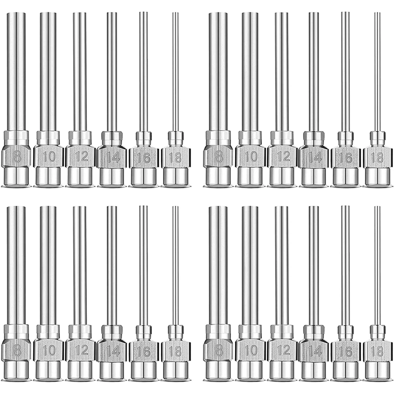 

24 Pieces Dispensing Needle 1 Inch Stainless Steel Blunt Tip Luer Lock Blunt Needles (8,10,12,14,16,18Gauge)