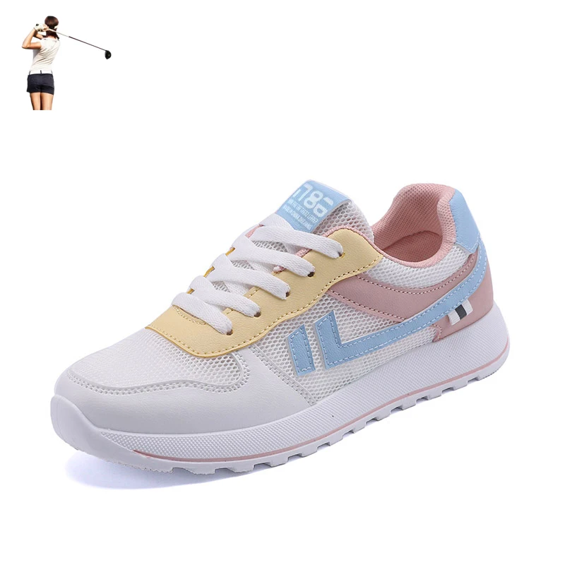 

Women's New Golf Shoes Pink White Ladies Outdoor Athletic Training Golf Shoes Grass Non-slip Sports Golf Sneakers Women
