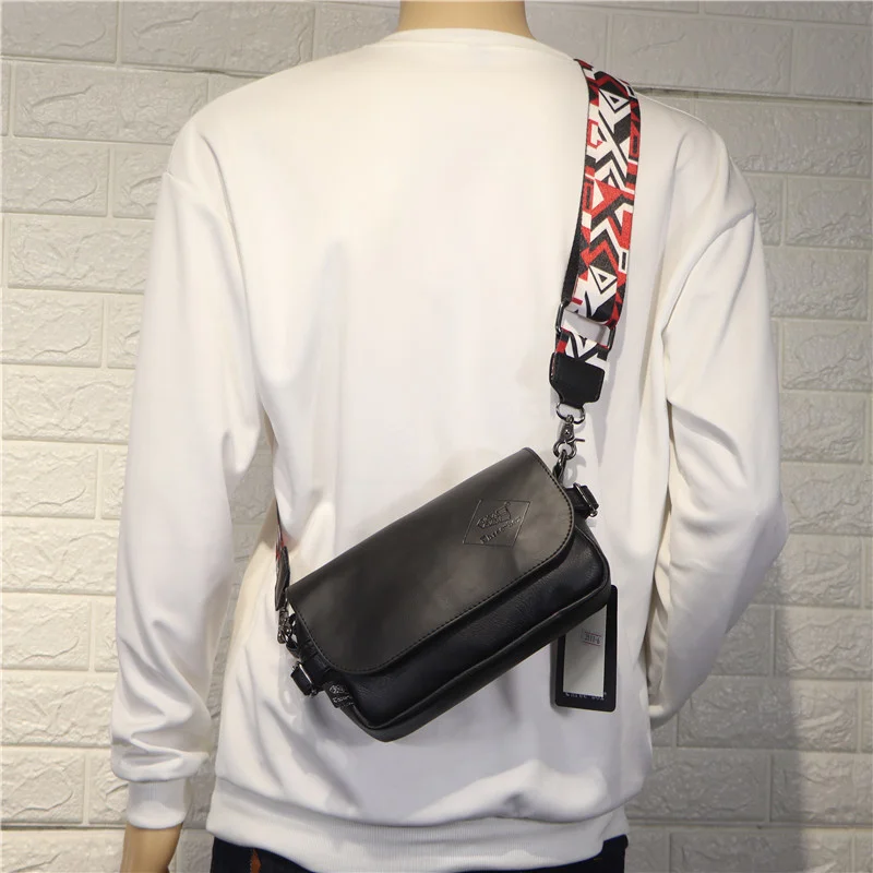 

Korean fashion ribbon men's single shoulder bag men's and women's lattice messenger small backpack men's Cross bag