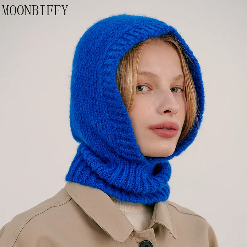 

Unisex Knitted Beanies Autumn Winter Warm Hooded Hat Neck Collar Scarf Cap for Women Men Ski Beanie Hats Fashion Balaclava Cap