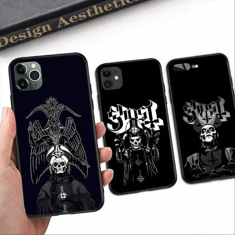 

Чехол для телефона Ghost из тяжелого металла для iPhone 14 13 12 11 XS X 8 7 6 Plus Mini Pro Max SE 2022, черный мягкий чехол для телефона
