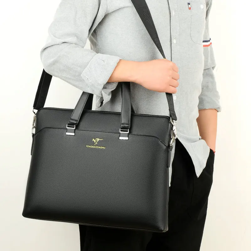 Brand Men's Bag Men's Handbag Horizontal Business Briefcase Men's Casual Computer Bag Laptop Shoulder Bag Messenger Work Bag