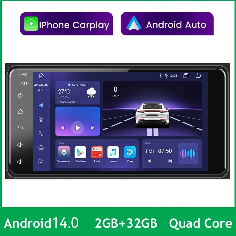 Автомобильный радиоприемник Android 14 стерео Apple Carplay GPS навигация для Toyota Corolla Camry Vios