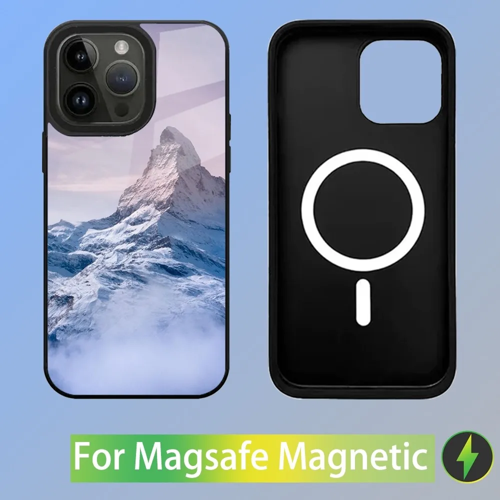 Крутой чехол для телефона Everest Snow Mountain iPhone 16 15 14 13 12 11 Plus Pro Max Mini Magsafe с магнитной