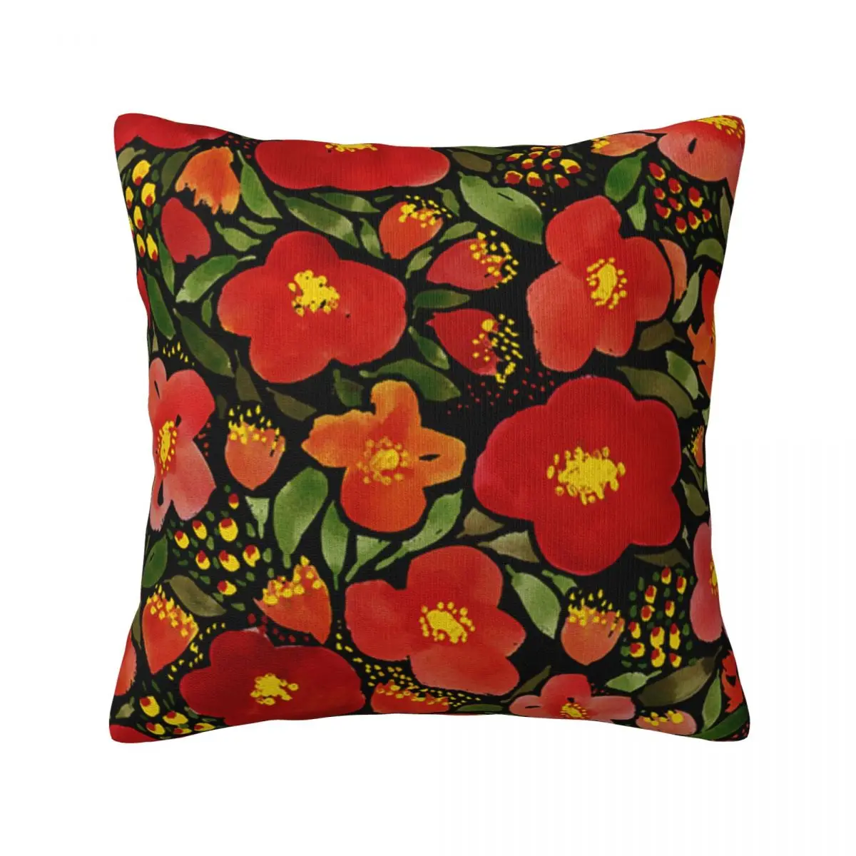 

Watercolor Red Poppy Flower Throw Pillow Cover Decorative Pillow Covers Home Pillows Shells Cushion Cover Zippered Pillowcase