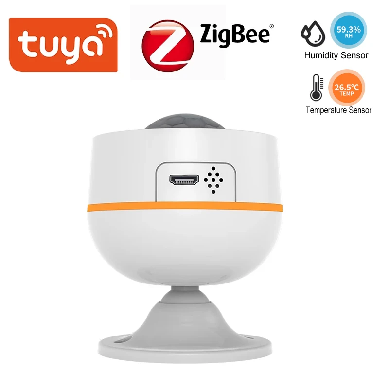 

Tuya ZigBee 3.0 PIR Motion Sensor Detector Battery Built-in 5V 1A USB Power Temperature Humidity Wireless Smart Life App