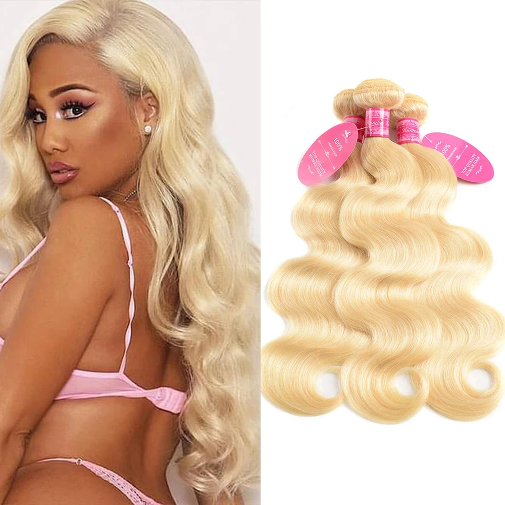 

613 Honey Blonde Color Hair Extension Brazilian Hair Weave Bundle 8 -30 inch Body Wave Remy Human Hair Can Buy 1 3 4 Bundle Deal