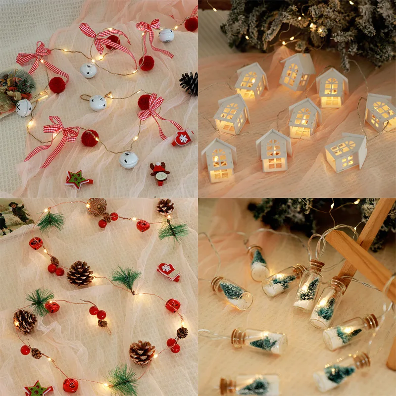 

1.5M10led Fairy Wood House Light String Garland Wedding Party Christmas Decoration Navidad Kerst Noel New Year 2022 Home Lamps
