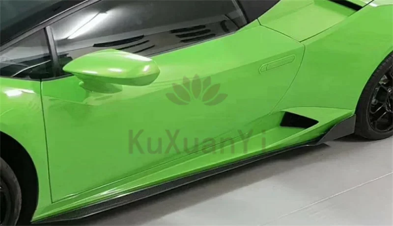 Сухие глянцевые боковые юбки из углеродного волокна в стиле V для Lambo Huracan LP580 LP610