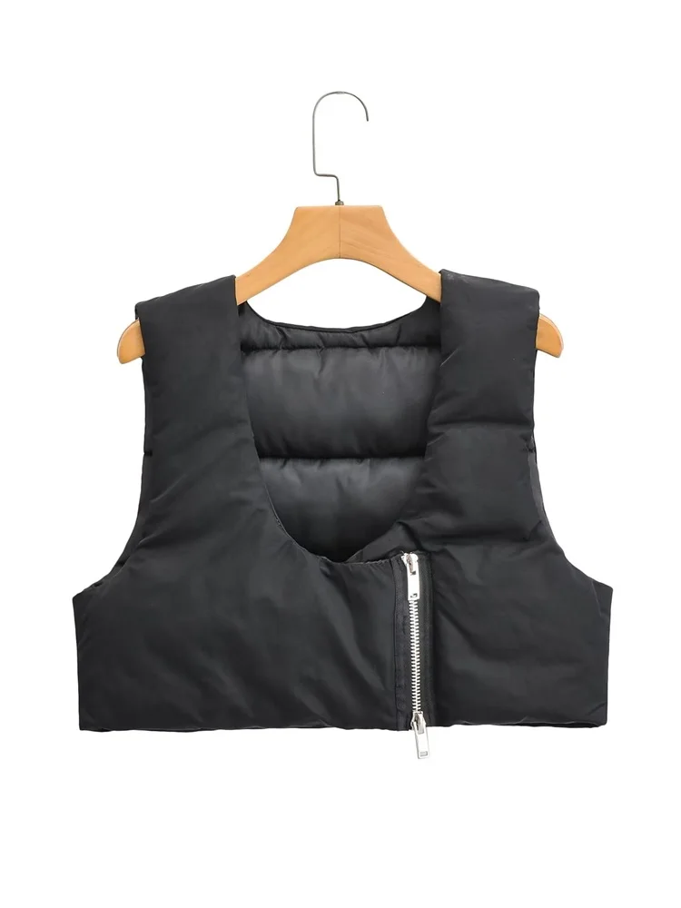 

MESTTRAF женский 2022 модный Свободный черный толстый теплый жилет винтажный женский жилет без рукавов на молнии Верхняя одежда уличная одежда