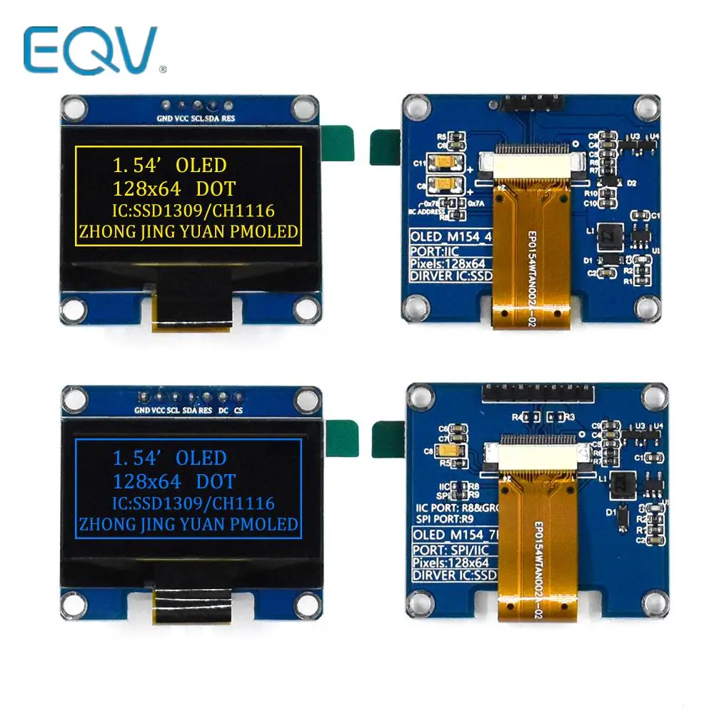 

1.54 inch OLED Module 1.54" 12864 Screen LCD LED Display Module 128*64 SSD1309 SPI/IIC I2C Interface for Arduino 4Pin 7Pin
