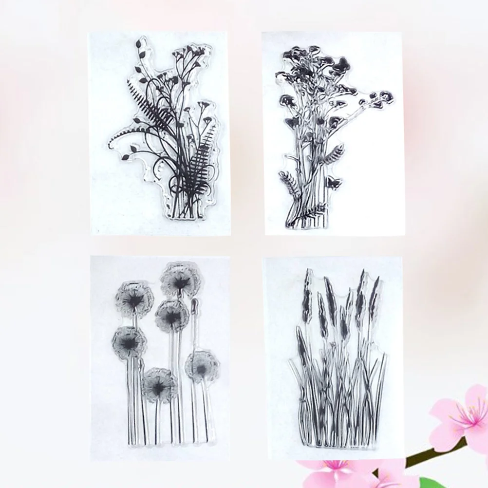 

3 PCS Floral Stickers Flower Leaves Clear Scrapbooking Seal Scrapbooking Stickers Decorative Stamp Block